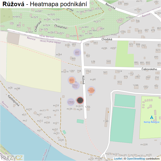 Mapa Růžová - Firmy v ulici.