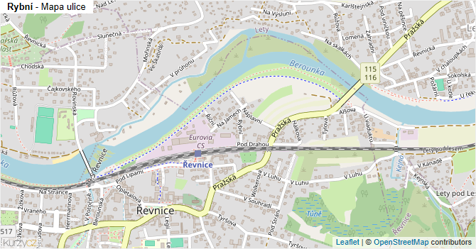 Rybní - mapa ulice