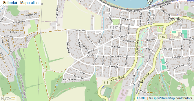 Selecká - mapa ulice