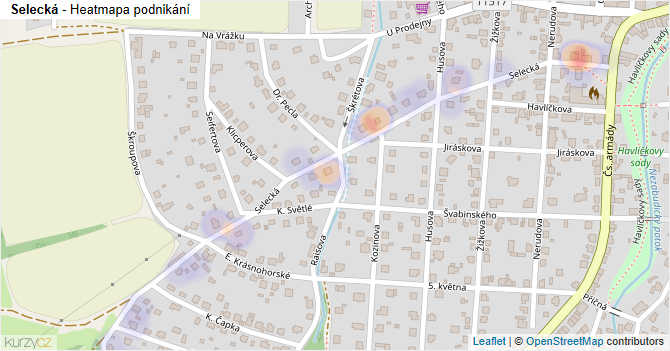 Selecká - mapa podnikání