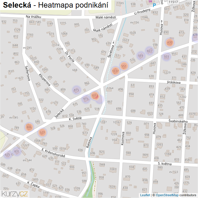 Mapa Selecká - Firmy v ulici.