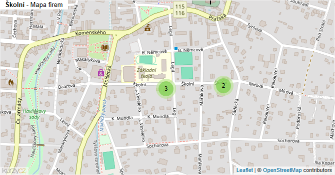 Školní - mapa firem