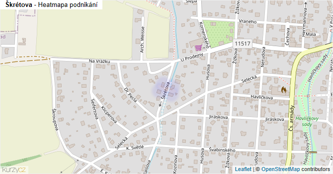Škrétova - mapa podnikání