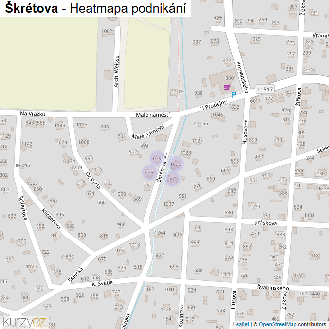 Mapa Škrétova - Firmy v ulici.