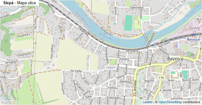 Slepá - mapa ulice