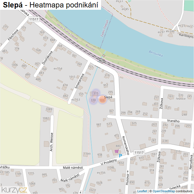 Mapa Slepá - Firmy v ulici.