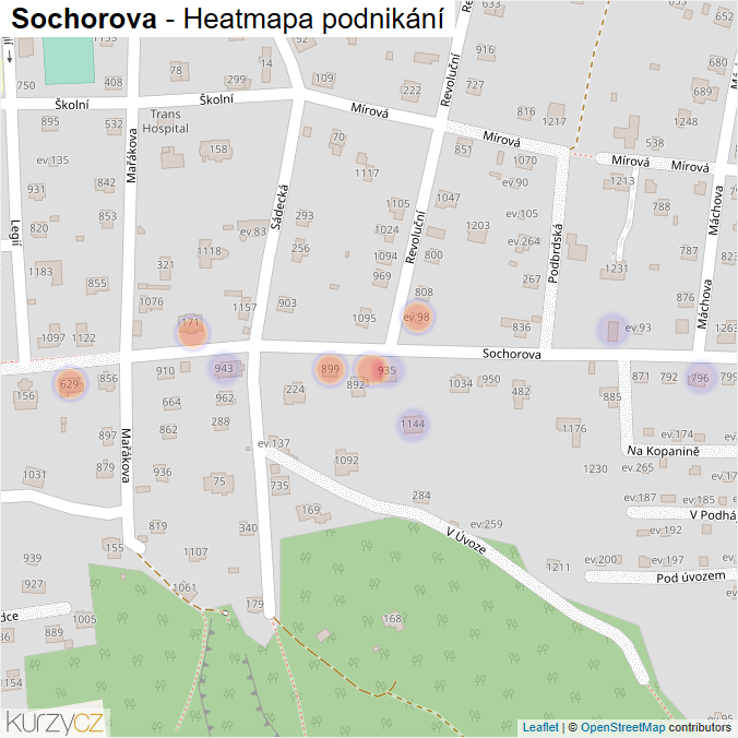 Mapa Sochorova - Firmy v ulici.