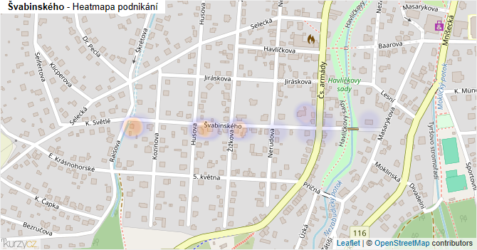 Švabinského - mapa podnikání