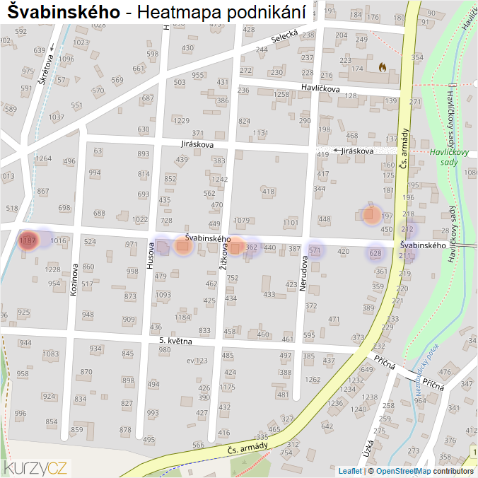 Mapa Švabinského - Firmy v ulici.