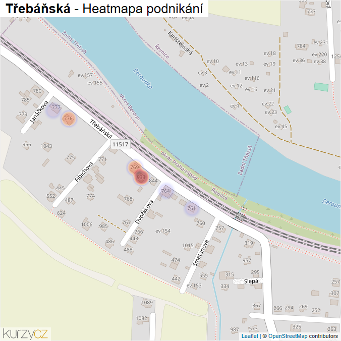 Mapa Třebáňská - Firmy v ulici.