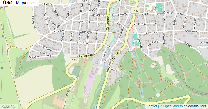 Úzká - mapa ulice