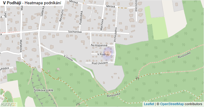 V Podhájí - mapa podnikání