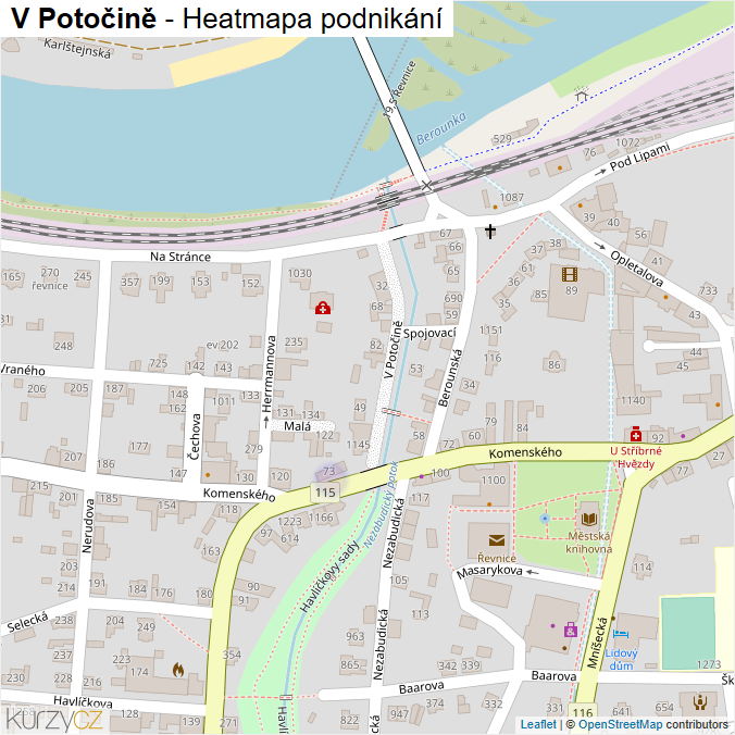 Mapa V Potočině - Firmy v ulici.