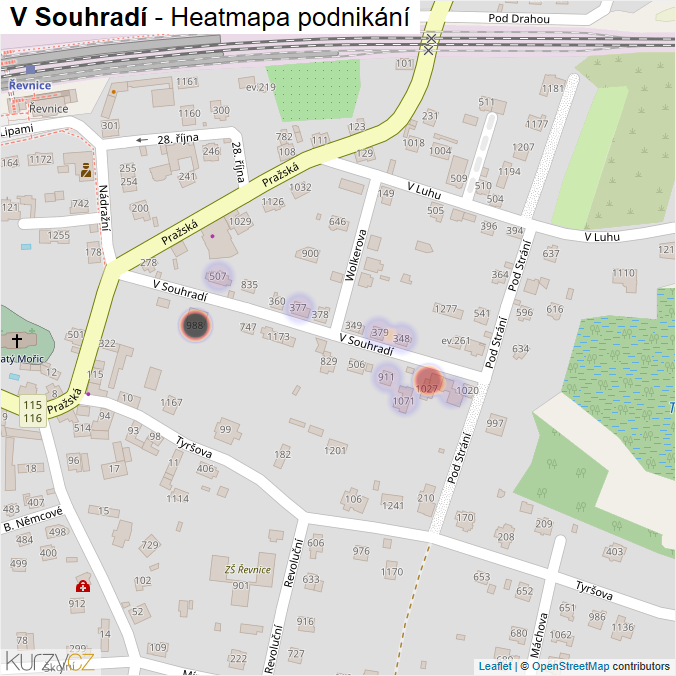 Mapa V Souhradí - Firmy v ulici.