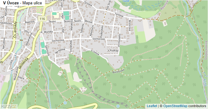 V Úvoze - mapa ulice