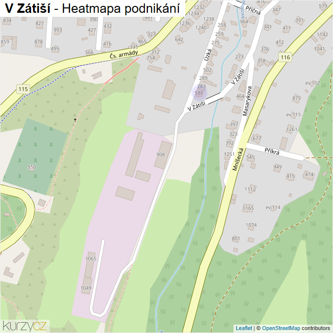 Mapa V Zátiší - Firmy v ulici.