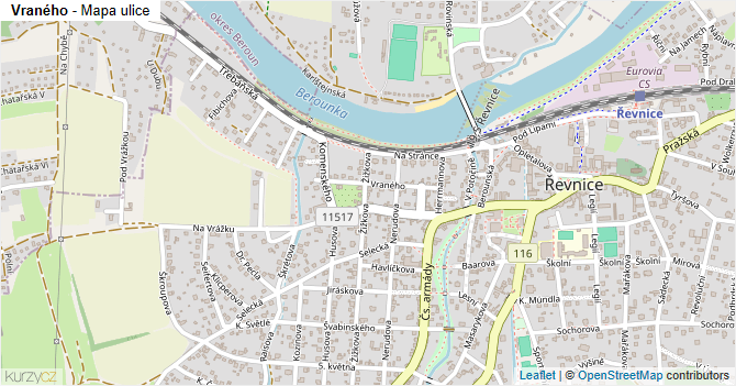 Vraného - mapa ulice