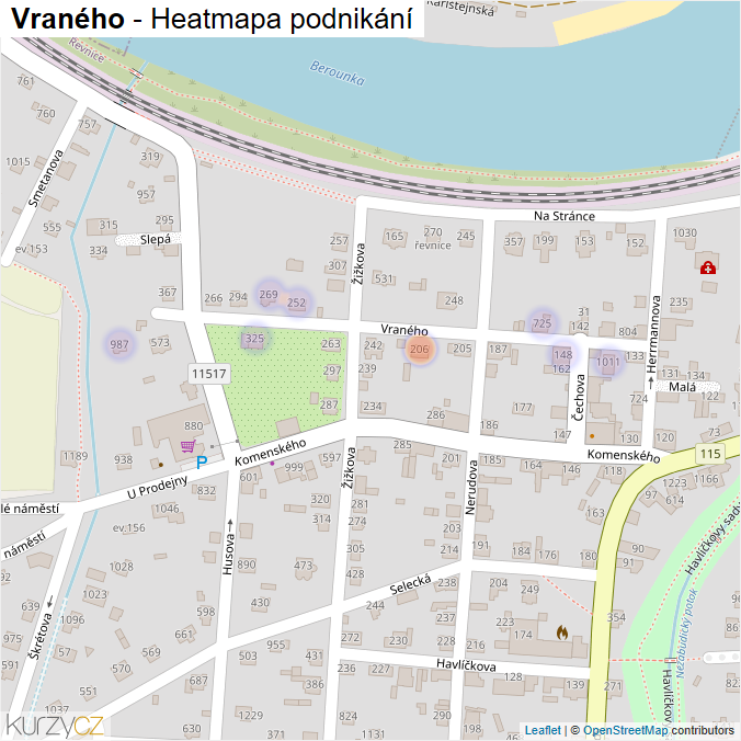 Mapa Vraného - Firmy v ulici.