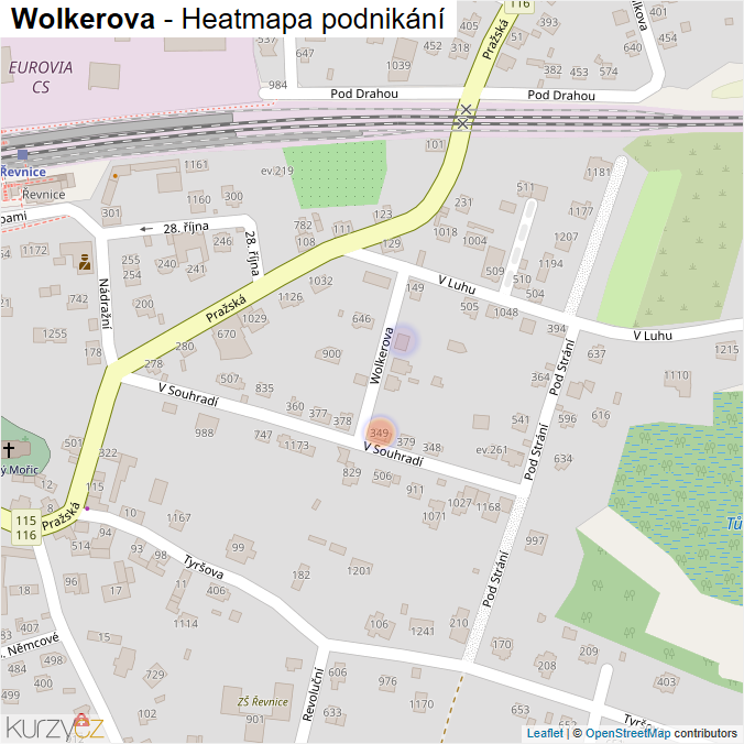 Mapa Wolkerova - Firmy v ulici.