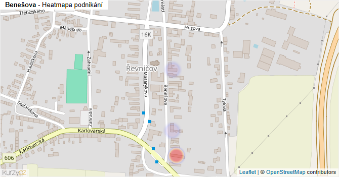 Benešova - mapa podnikání