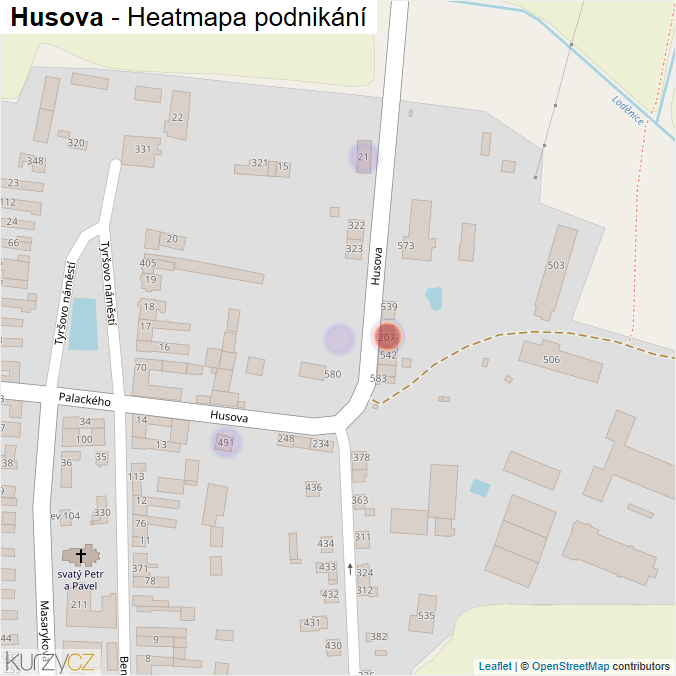 Mapa Husova - Firmy v ulici.