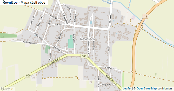 Řevničov - mapa části obce