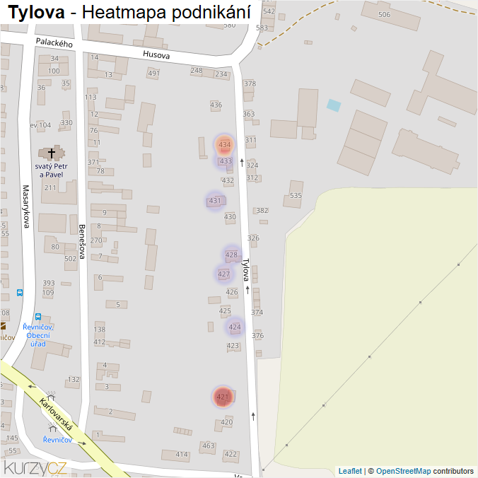 Mapa Tylova - Firmy v ulici.