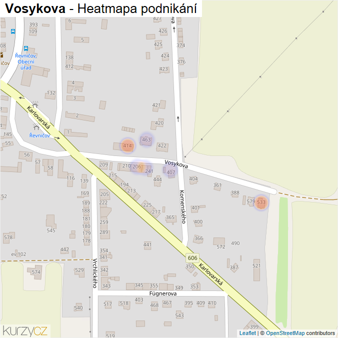 Mapa Vosykova - Firmy v ulici.