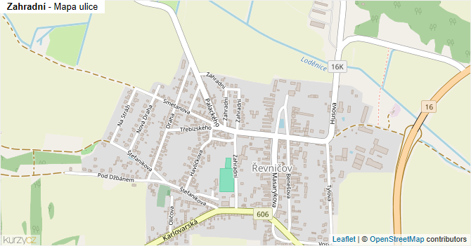 Zahradní - mapa ulice
