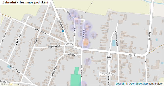 Zahradní - mapa podnikání