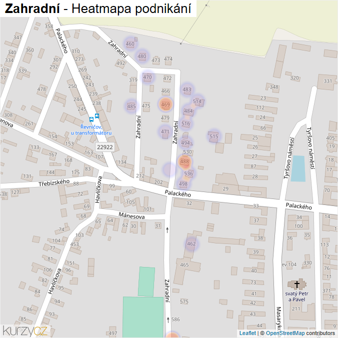 Mapa Zahradní - Firmy v ulici.