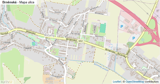 Brněnská - mapa ulice