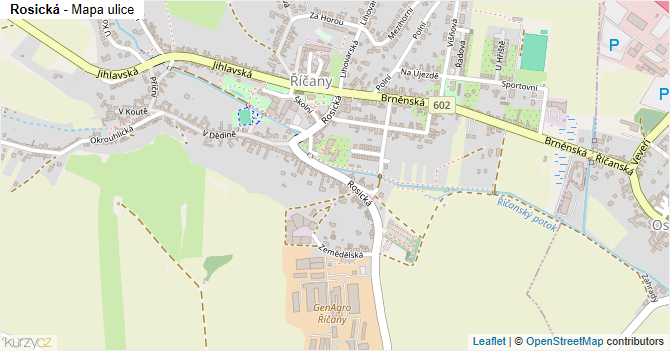 Rosická - mapa ulice