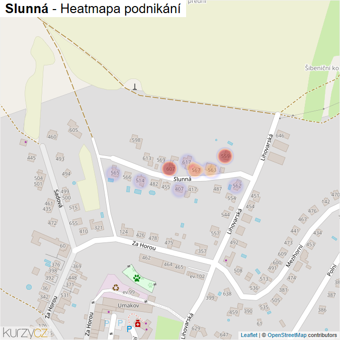 Mapa Slunná - Firmy v ulici.