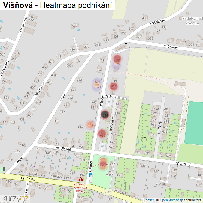 Mapa Višňová - Firmy v ulici.