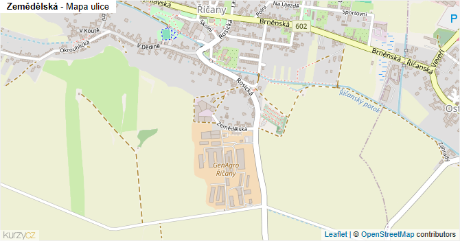Zemědělská - mapa ulice