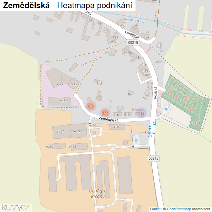 Mapa Zemědělská - Firmy v ulici.
