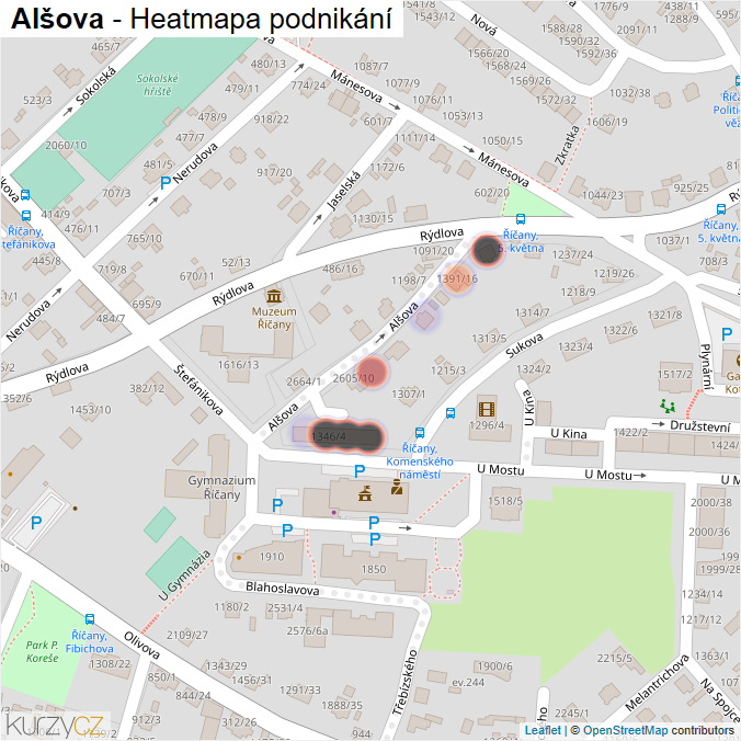 Mapa Alšova - Firmy v ulici.