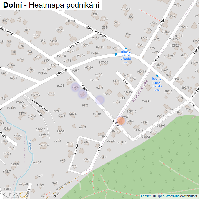 Mapa Dolní - Firmy v ulici.