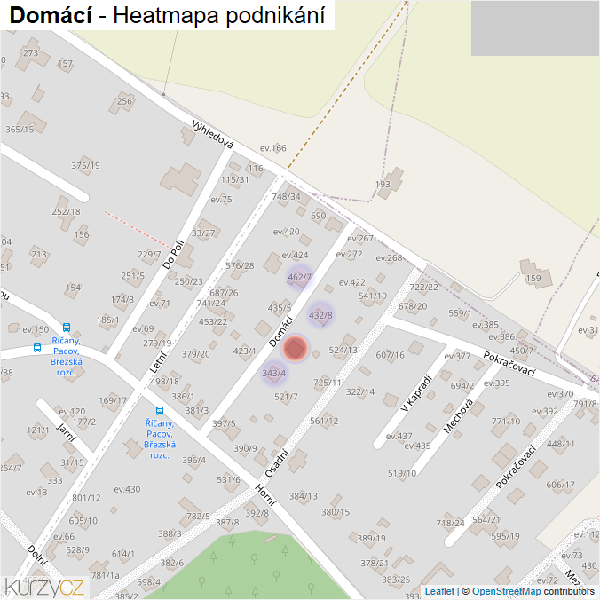 Mapa Domácí - Firmy v ulici.