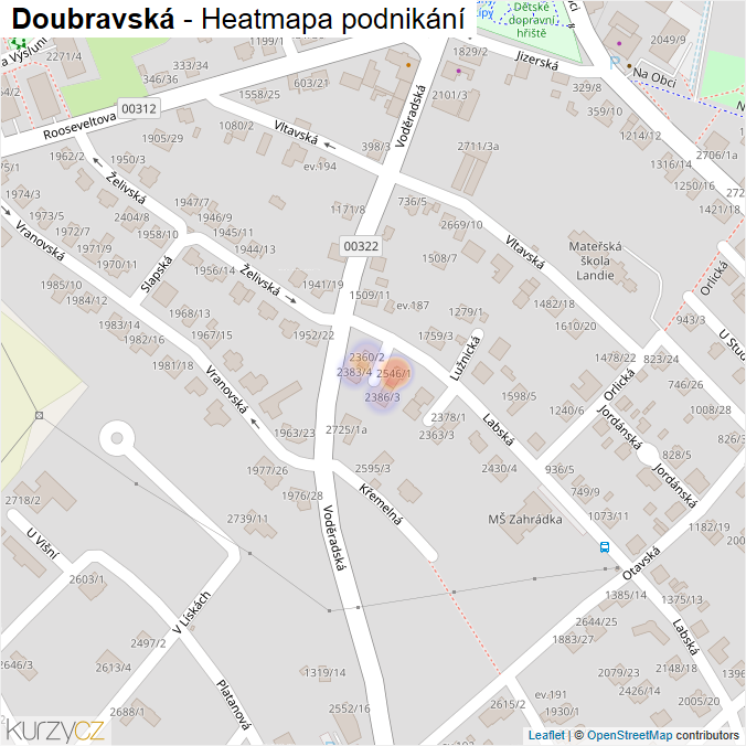 Mapa Doubravská - Firmy v ulici.