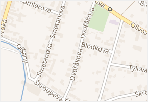 Dvořákova v obci Říčany - mapa ulice