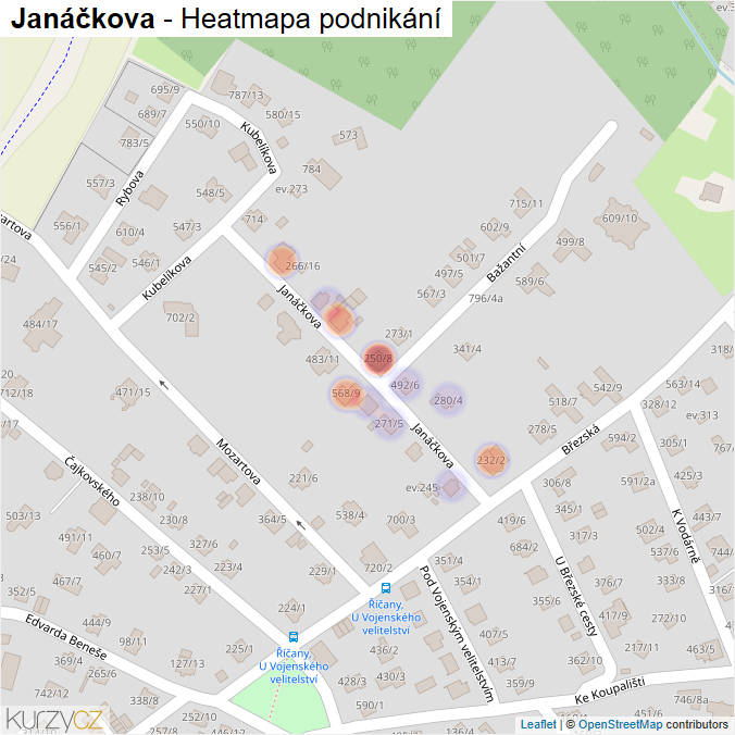 Mapa Janáčkova - Firmy v ulici.