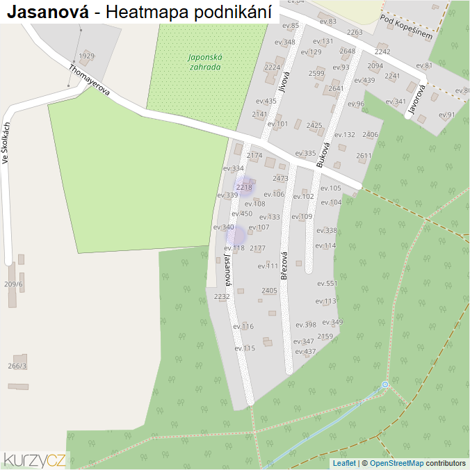 Mapa Jasanová - Firmy v ulici.