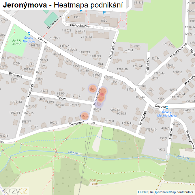 Mapa Jeronýmova - Firmy v ulici.