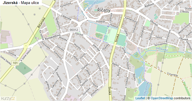Jizerská - mapa ulice