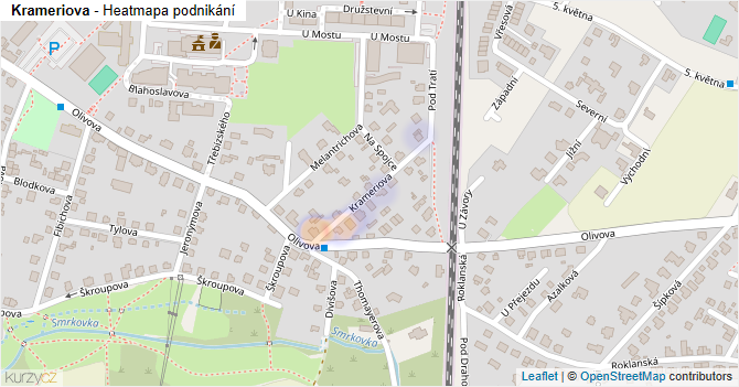 Krameriova - mapa podnikání