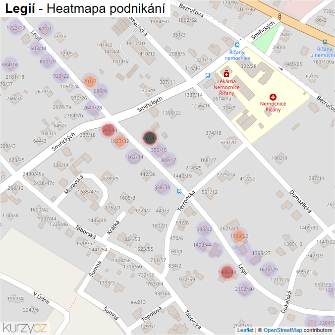 Mapa Legií - Firmy v ulici.