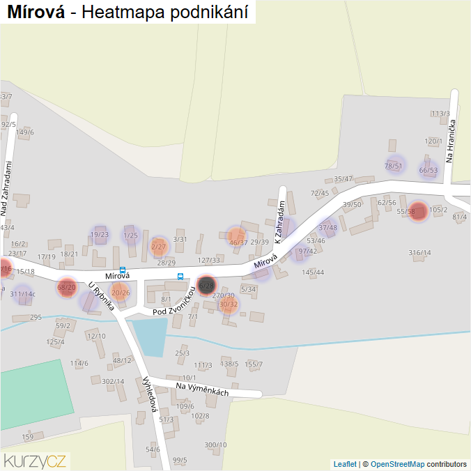 Mapa Mírová - Firmy v ulici.