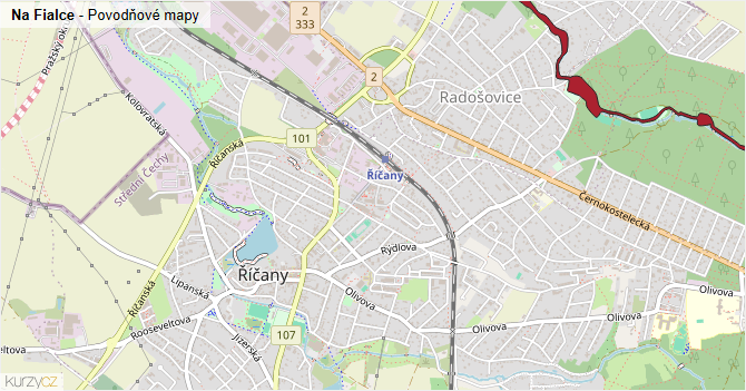 Na Fialce - záplavové mapy stoleté vody